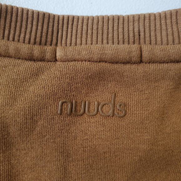 nuuds Sweatshirt Womens Large Brown Crewneck Fleece Pullover Ribbed Hem Casual - Picture 8 of 9